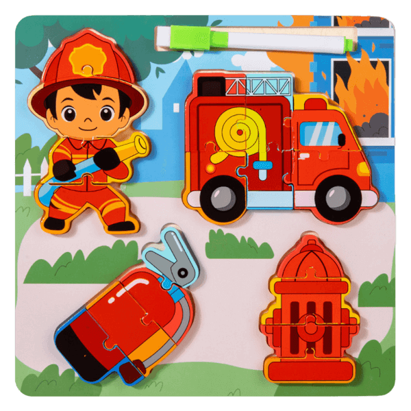 Bộ ghép hình gỗ 2 mặt nghề nghiệp và bảng vẽ kèm bút RFD689291 C508