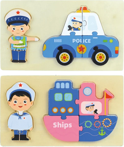 Bộ ghép hình gỗ 2in1 nghề nghiệp và xe RFD689293 C508