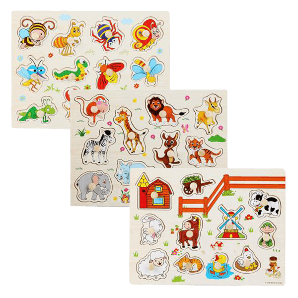 Bảng gỗ ghép hình động vật có núm cầm JS068651 C507