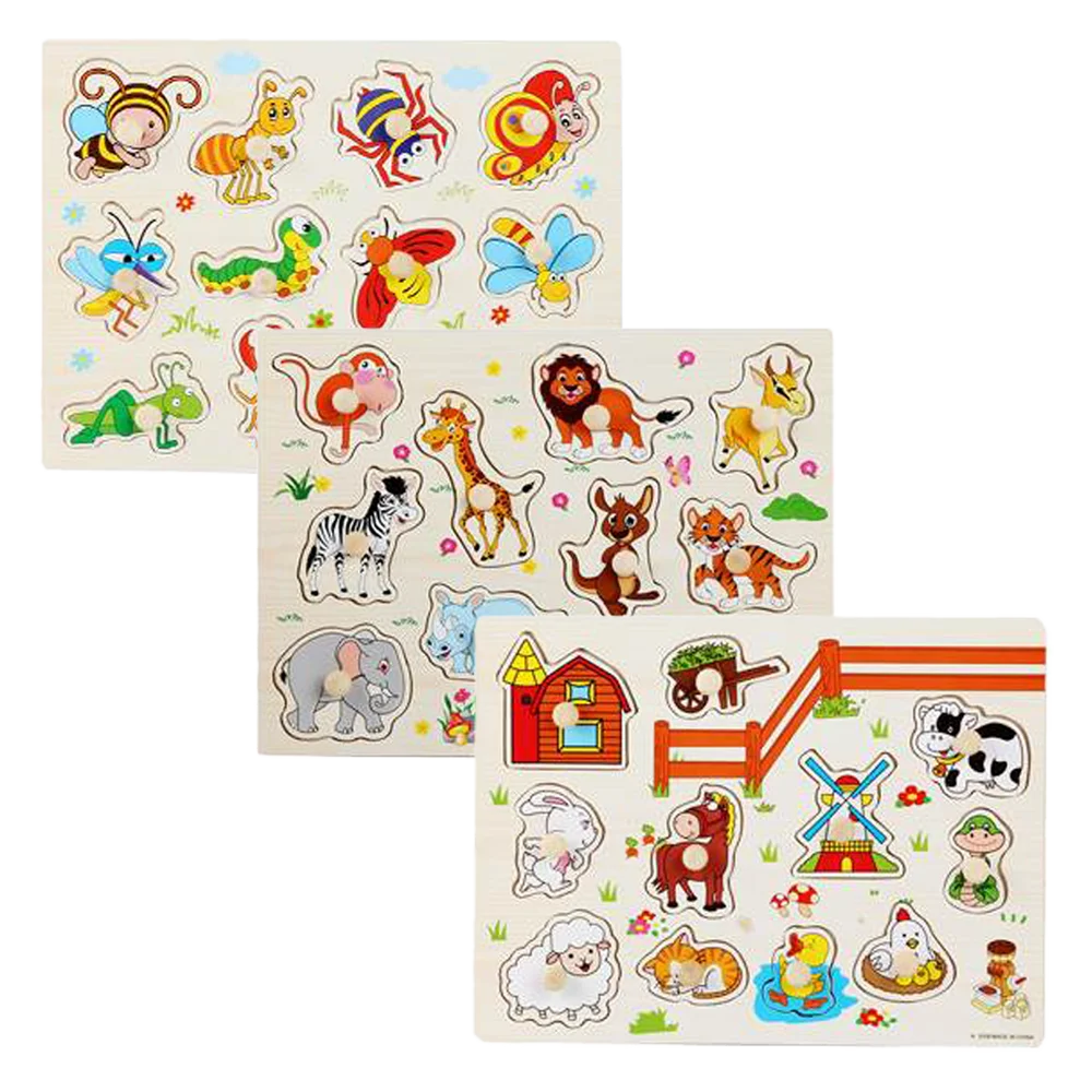 Bảng gỗ ghép hình động vật có núm cầm JS068651 C507