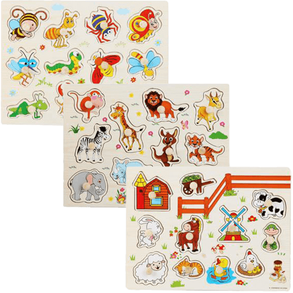 Bảng gỗ ghép hình động vật có núm cầm JS068651 C507