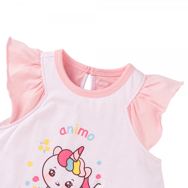 Bodysuit bé gái tam giác bst unicorn Animo VD0825035 (0-9M,Hồng,NN02)