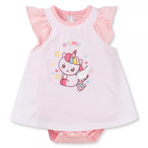 Bodysuit bé gái tam giác bst unicorn Animo VD0825035 (0-9M,Hồng,NN02)