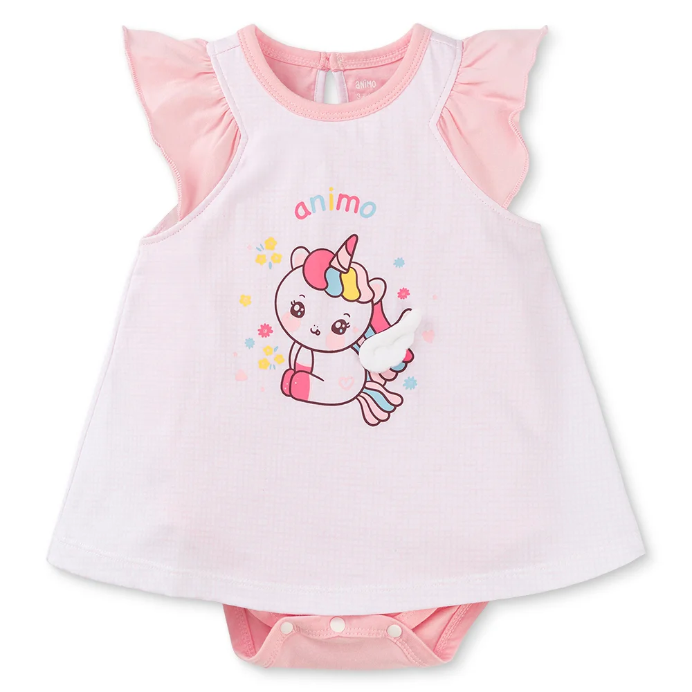 Bodysuit bé gái tam giác bst unicorn Animo VD0825035 (0-9M,Hồng,NN02)
