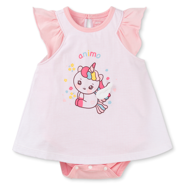 Bodysuit bé gái tam giác bst unicorn Animo VD0825035 (0-9M,Hồng,NN02)