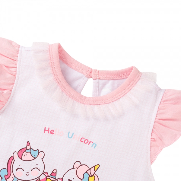 Bodysuit bé gái tam giác bst unicorn Animo VD0825034 (0-9M,Hồng,NN02)