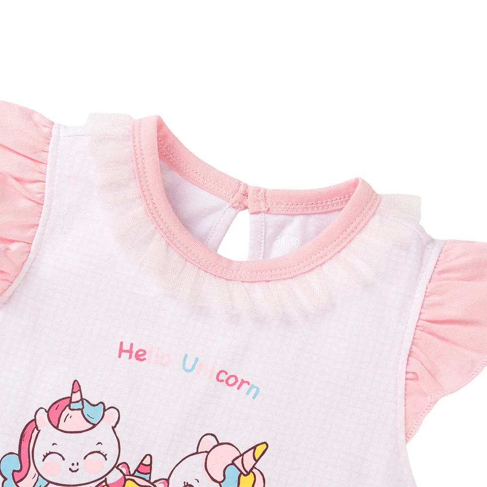 Bodysuit bé gái tam giác bst unicorn Animo VD0825034 (0-9M,Hồng,NN02)