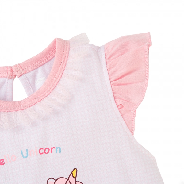 Bodysuit bé gái tam giác bst unicorn Animo VD0825034 (0-9M,Hồng,NN02)