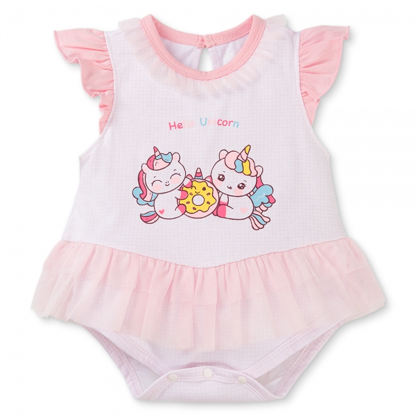 Bodysuit bé gái tam giác bst unicorn Animo VD0825034 (0-9M,Hồng,NN02)