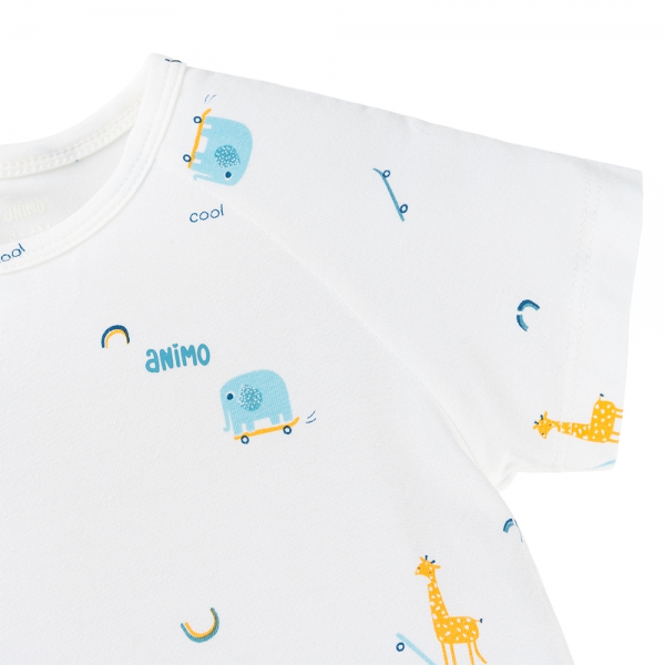 Set 2 Bodysuit kháng khuẩn Modal tam giác Animo BMC0925006 (0-9M,Dương-trắng,DD06)