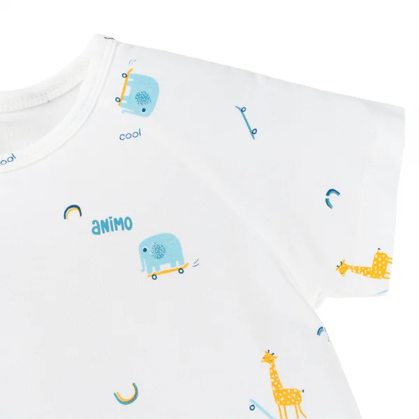 Set 2 Bodysuit kháng khuẩn Modal tam giác Animo BMC0925006 (0-9M,Dương-trắng,DD06)