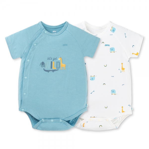 Set 2 Bodysuit kháng khuẩn Modal tam giác Animo BMC0925006 (0-9M,Dương-trắng,DD06)