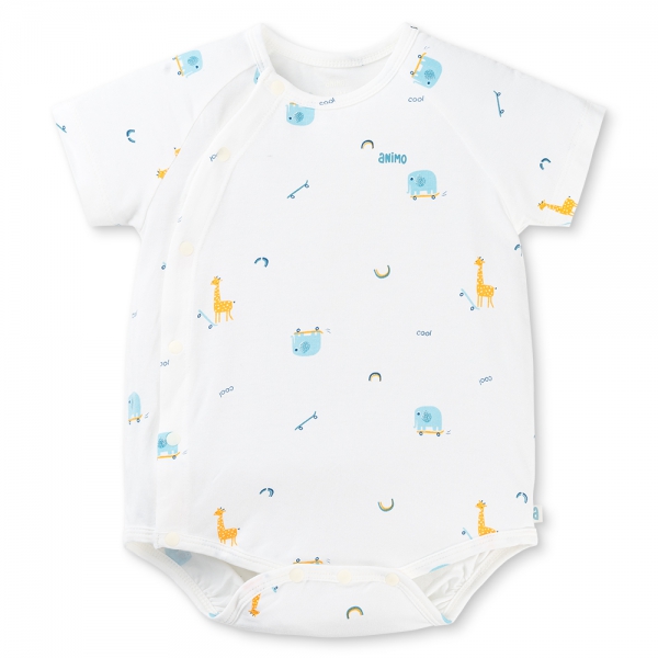 Set 2 Bodysuit kháng khuẩn Modal tam giác Animo BMC0925006 (0-9M,Dương-trắng,DD06)