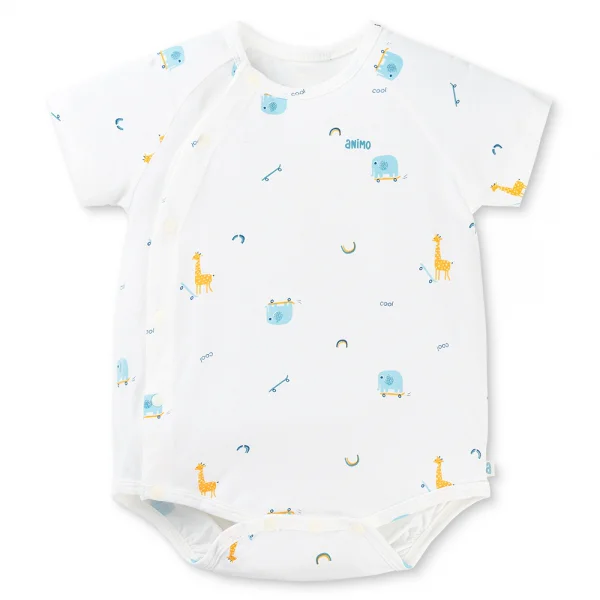 Set 2 Bodysuit kháng khuẩn Modal tam giác Animo BMC0925006 (0-9M,Dương-trắng,DD06)