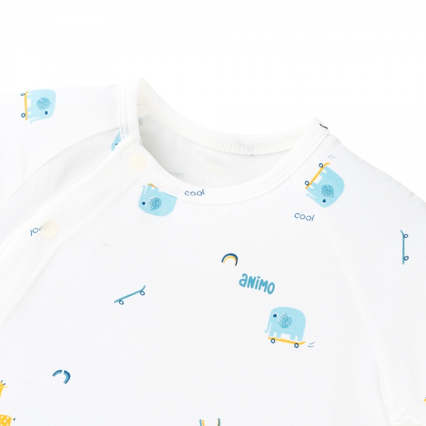 Set 2 Bodysuit kháng khuẩn Modal tam giác Animo BMC0925006 (0-9M,Dương-trắng,DD06)