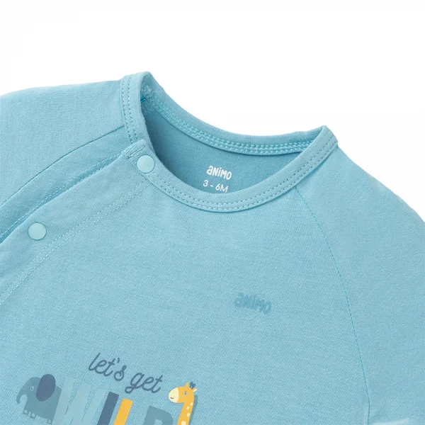 Set 2 Bodysuit kháng khuẩn Modal tam giác Animo BMC0925006 (0-9M,Dương-trắng,DD06)