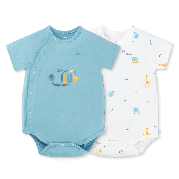 Set 2 Bodysuit kháng khuẩn Modal tam giác Animo BMC0925006 (0-9M,Dương-trắng,DD06)