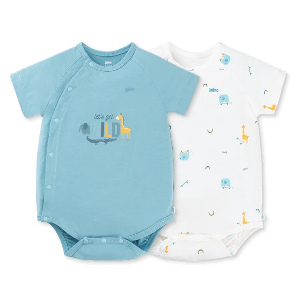 Set 2 Bodysuit kháng khuẩn Modal tam giác Animo BMC0925006 (0-9M,Dương-trắng,DD06)