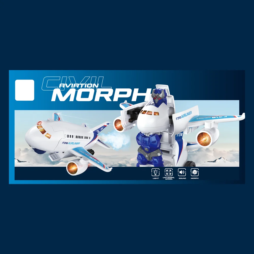 Đồ chơi máy bay hành khách biến hình robot có âm thanh, đèn CY708972 C508