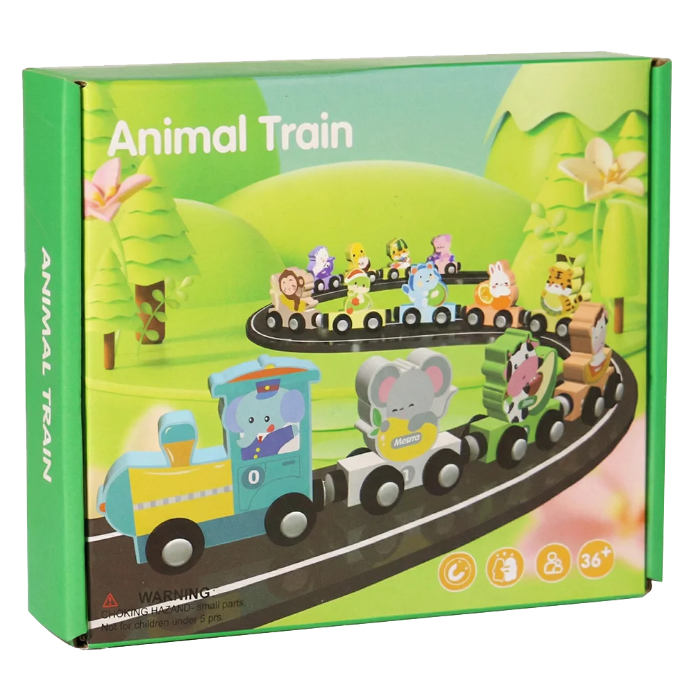 Đồ chơi gỗ chuyến tàu động vật nối đuôi vui vẻ có nam châm CY704521 C508
