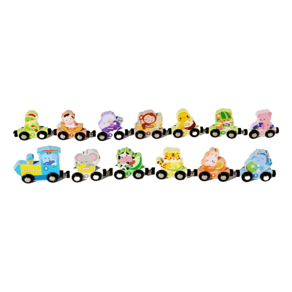 Đồ chơi gỗ chuyến tàu động vật nối đuôi vui vẻ có nam châm CY704521 C508