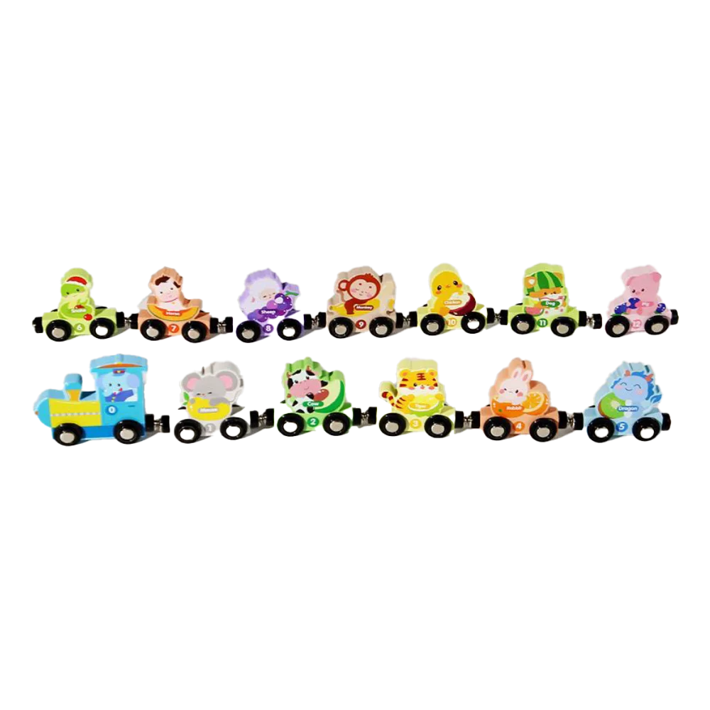 Đồ chơi gỗ chuyến tàu động vật nối đuôi vui vẻ có nam châm CY704521 C508