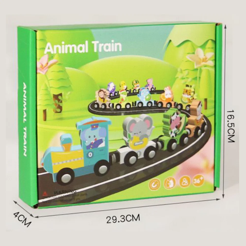Đồ chơi gỗ chuyến tàu động vật nối đuôi vui vẻ có nam châm CY704521 C508