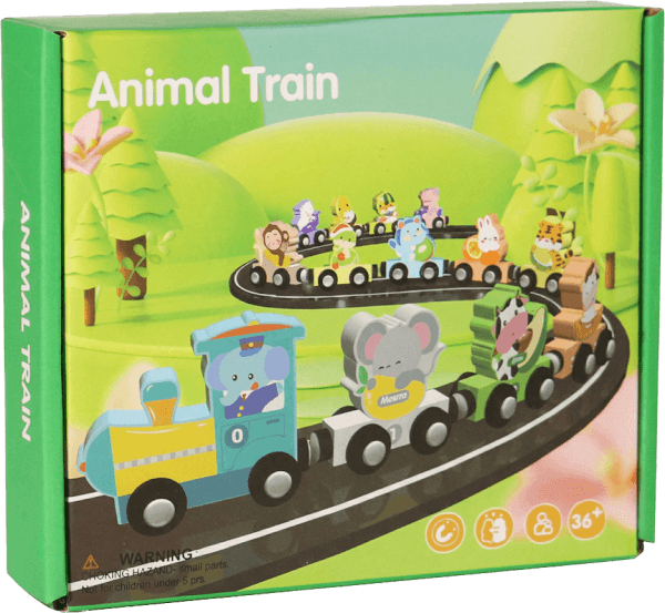 Đồ chơi gỗ chuyến tàu động vật nối đuôi vui vẻ có nam châm CY704521 C508