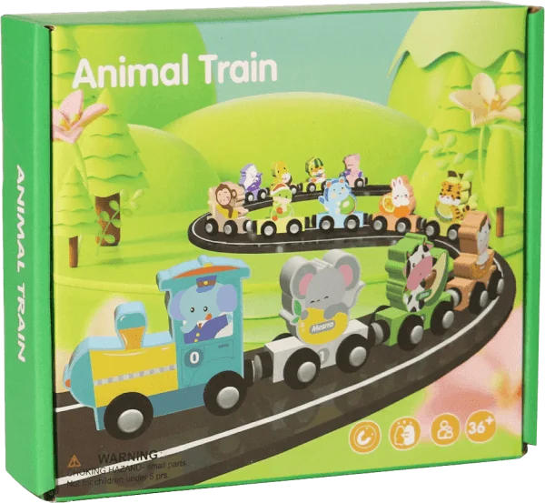 Đồ chơi gỗ chuyến tàu động vật nối đuôi vui vẻ có nam châm CY704521 C508