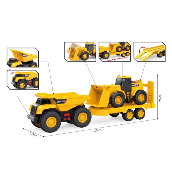 Bộ xe công trình chở xe xúc có âm thanh YN641791 C508