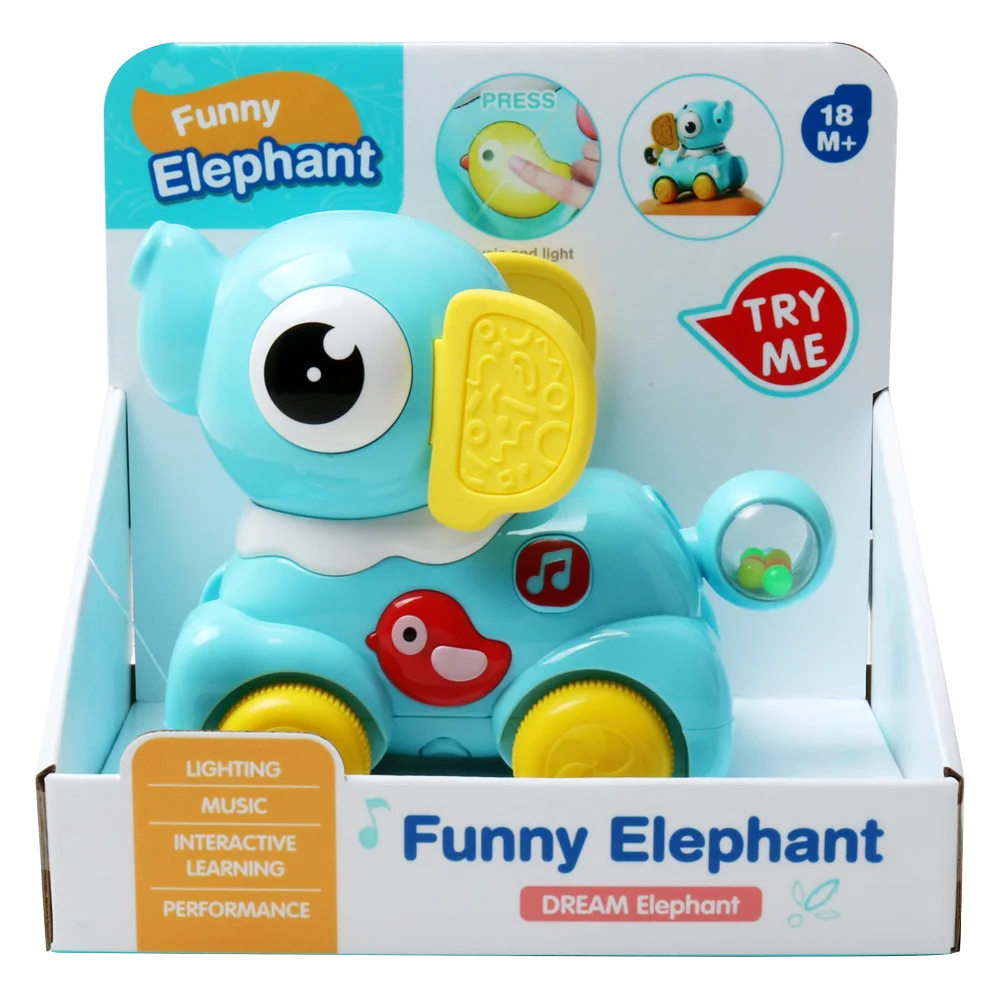 Đồ chơi chú voi con vui vẻ có nhạc đèn, lắc lư đầu YN650919 C508
