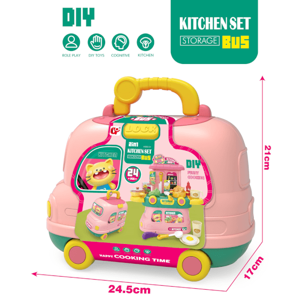Xe buýt 2in1 nhập vai đầu bếp YN650676 C508 (Hồng)