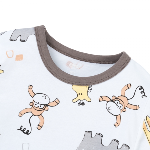 Bộ bé trai dài Animo Easy HN1125085 (1-4Y,Trắng-xám)