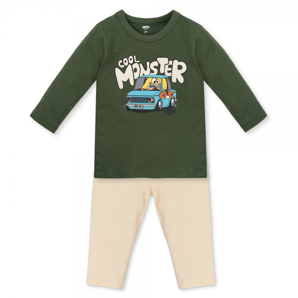 Bộ bé trai dài Animo Easy HN1125083 (1-4Y,Rêu-kem)