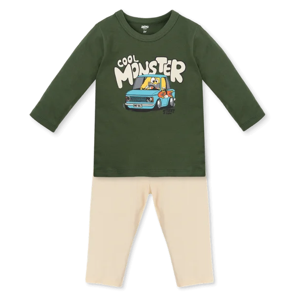 Bộ bé trai dài Animo Easy HN1125083 (1-4Y,Rêu-kem)
