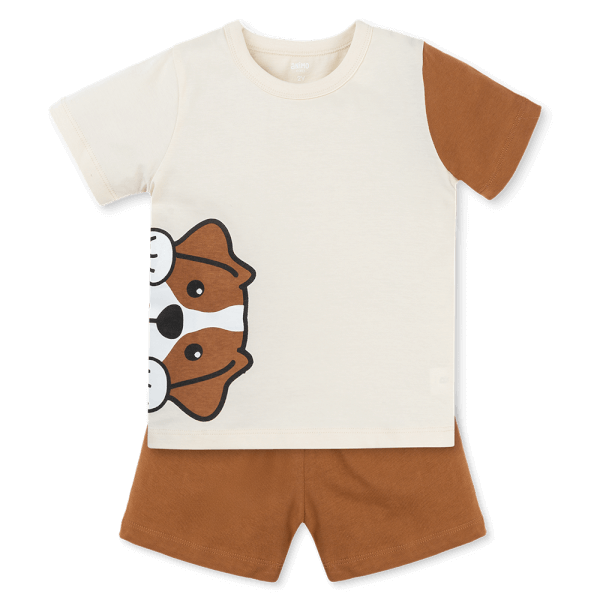 Bộ bé trai ngắn Animo Easy HN0925072 (1-4Y,Kem-nâu, NN02)