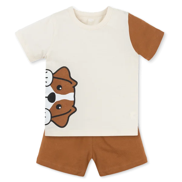 Bộ bé trai ngắn Animo Easy HN0925072 (1-4Y,Kem-nâu, NN02)