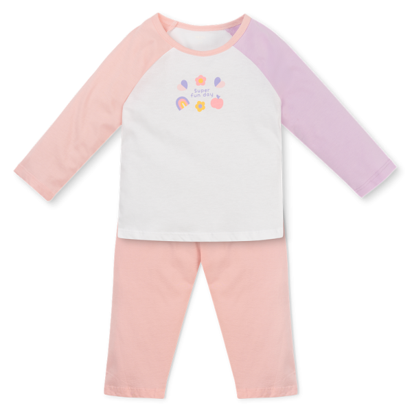 Bộ bé gái dài Animo Easy TX1225051 (1-4Y,Trắng-hồng-tím,TT01)