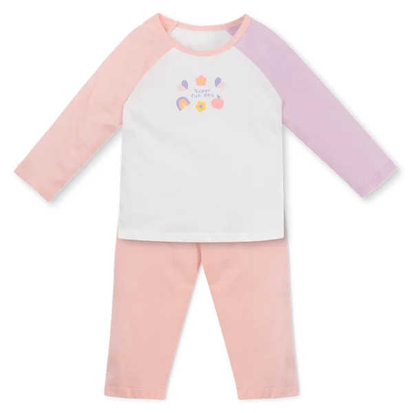 Bộ bé gái dài Animo Easy TX1225051 (1-4Y,Trắng-hồng-tím,TT01)