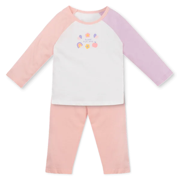 Bộ bé gái dài Animo Easy TX1225051 (1-4Y,Trắng-hồng-tím,TT01)