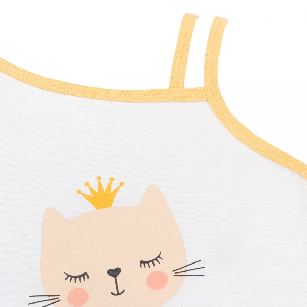 Bộ bé gái ngắn Animo Easy LU1025019 (1-4Y,Trắng-vàng,TT02)