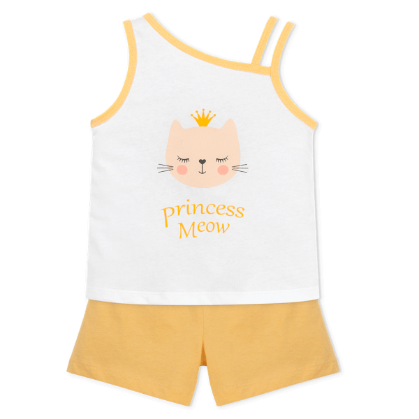 Bộ bé gái ngắn Animo Easy LU1025019 (1-4Y,Trắng-vàng,TT02)