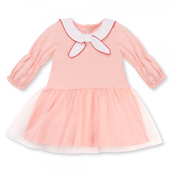 Đầm b&eacute; g&aacute;i tay d&agrave;i cổ nơ Animo LU1125046 (1-6Y,Hồng,TT00)