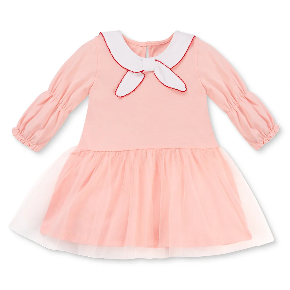 Đầm bé gái tay dài cổ nơ Animo LU1125046 (1-6Y,Hồng,TT00)