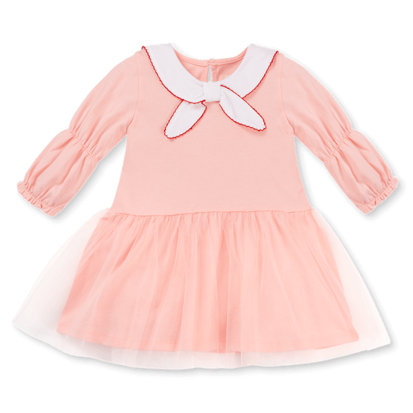 Đầm bé gái tay dài cổ nơ Animo LU1125046 (1-6Y,Hồng,TT00)