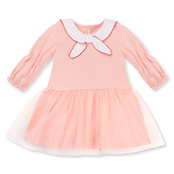 Đầm bé gái tay dài cổ nơ Animo LU1125046 (1-6Y,Hồng,TT00)