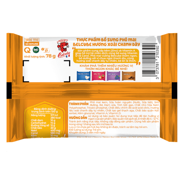 Phô mai BelCube hương xoài chanh dây 78g