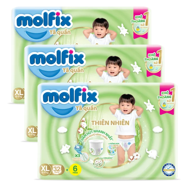 Combo 3 Bỉm tã quần thiên nhiên Molfix Jumbo (XL, 32 miếng)