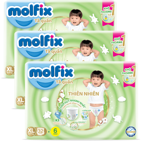 Combo 3 Bỉm tã quần thiên nhiên Molfix Jumbo (XL, 32 miếng)
