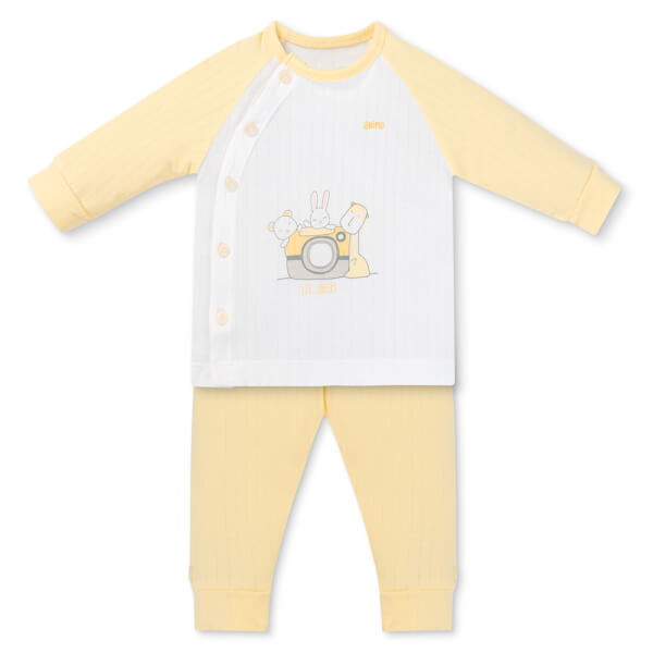 Set 2 bộ kháng khuẩn modal dài Animo BMC1125067 (0-24M, Trắng-vàng nhạt, NN06)